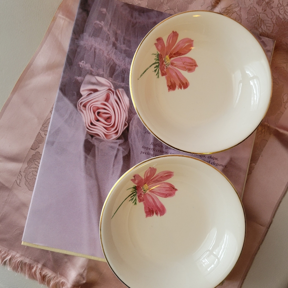 Vintage Floral Dessert Bowls (2) ~ Hand-painted? ~ Shabby Chic ~ Trinket Dish ~